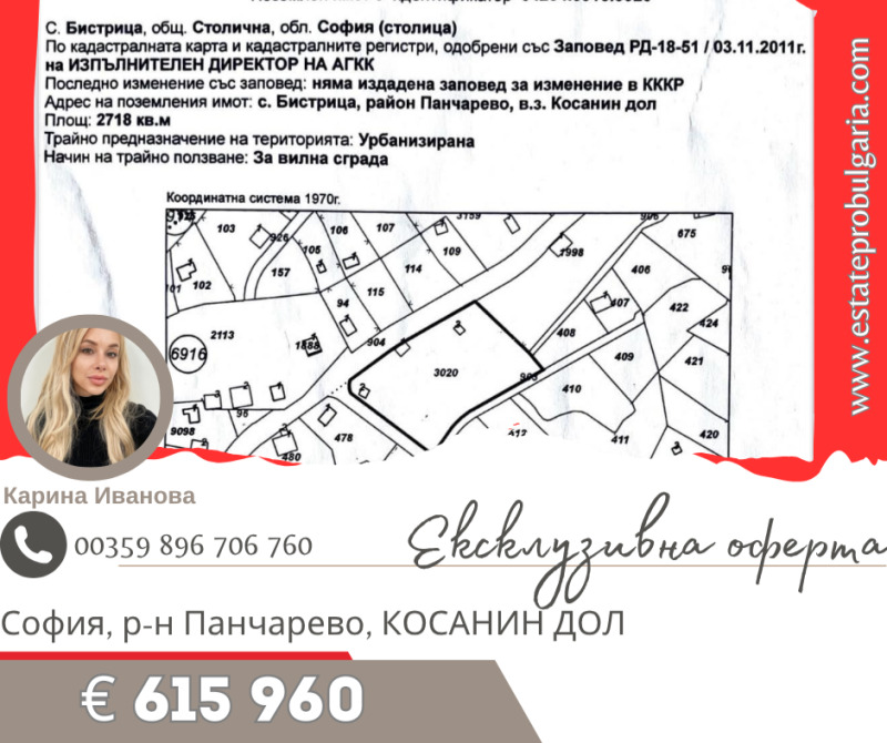 Продава ПАРЦЕЛ, град София, с. Панчарево • 615960 € / 1204713.05 лв. • 93867272 1 — Holmes.bg Продава ПАРЦЕЛ, град София, с. Панчарево • 615960 € / 1204713.05 лв. • 93867272 1