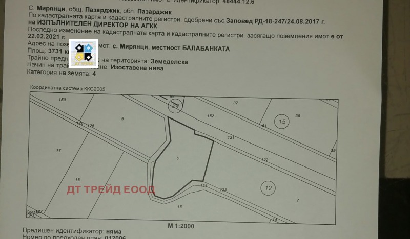 Продава ПАРЦЕЛ, област Пазарджик, с. Мирянци • 556620 € / 1088654.09 лв. • 46763070 1 — Holmes.bg Продава ПАРЦЕЛ, област Пазарджик, с. Мирянци • 556620 € / 1088654.09 лв. • 46763070 1