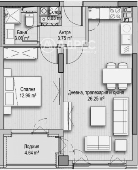 Продава 2-стаен, град София