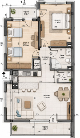 3-СТАЕН, 113 m2 - Holmes.bg 3-СТАЕН, 113 m2