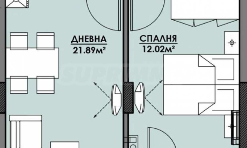 Продаја  1 спаваћа соба Бургас , Славејков , 61 м2 | 51675310