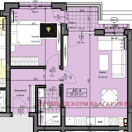 De vânzare  1 dormitor Plovdiv , Gagarin , 74 mp | 31099900 - imagine [2]