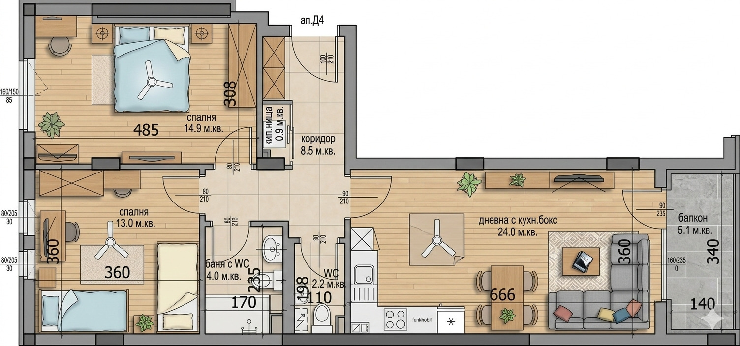 Продава 3-СТАЕН, гр. Варна, Кайсиева градина, снимка 2 - Апартаменти - 54050532