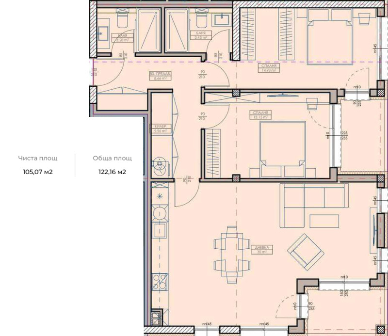 Продава 3-СТАЕН в град Варна, Възраждане 1 - 122 кв.м / 152 000 € » 297 286.16 лв., НОВ ДОМ 1