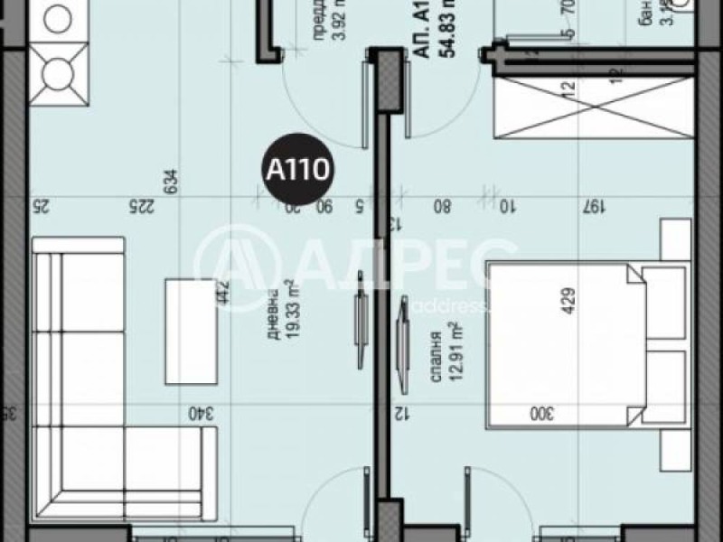 In vendita  1 camera da letto Sofia , Liulin 5 , 63 mq | 43359802