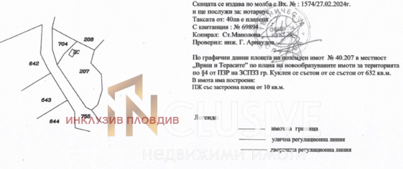 À venda  Trama região Plovdiv , Kuklen , 600 m² | 33961854 - imagem [3]