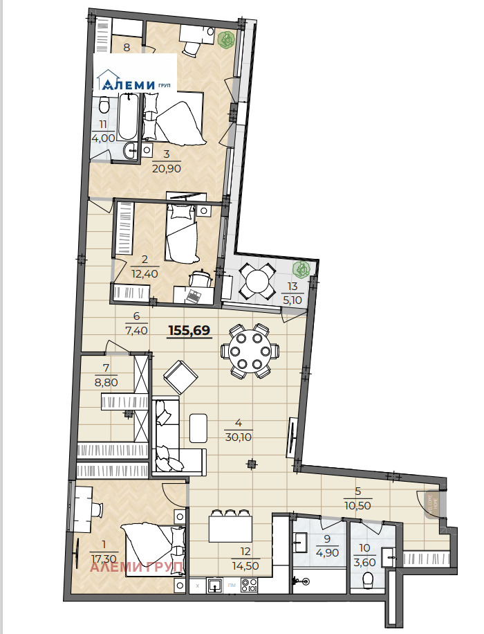 Продава  3-стаен град Варна , к.к. Чайка , 47 кв.м | 65177454 - изображение [9]