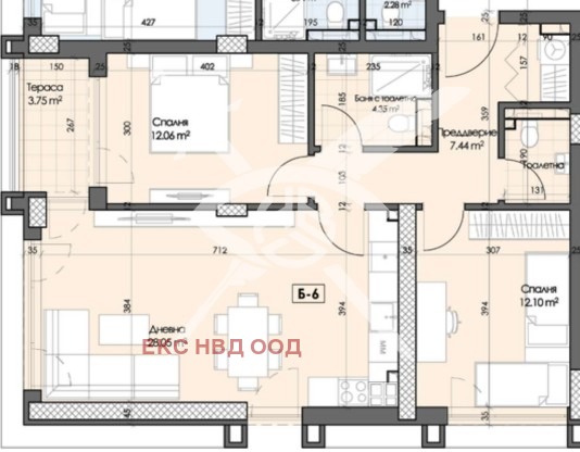 Satılık  1 yatak odası Plovdiv , Karşiyaka , 102 metrekare | 33463143