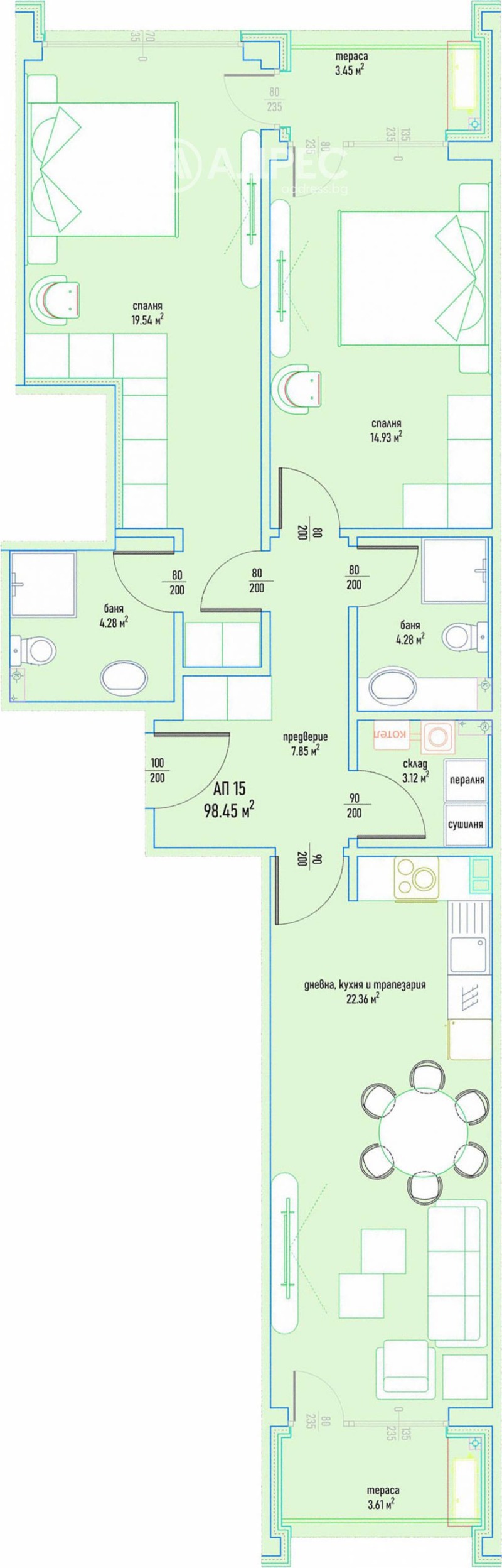 En venta  2 dormitorios Sofia , Malinova dolina , 116 metros cuadrados | 33331393 - imagen [4]