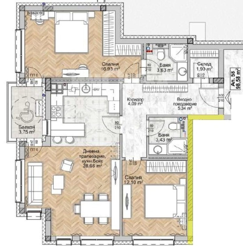 Продава 3-СТАЕН в град София, Люлин 8 - 115 кв.м / 234 807 € » 459 242.57 лв., ИМОТЕКА