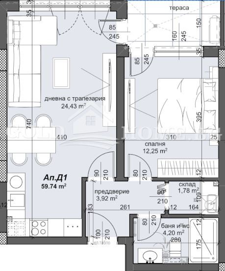 На продаж  1 спальня Пловдив , Тракия , 61 кв.м | 42475317 - зображення [3]