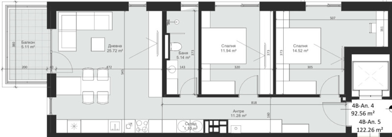 Na prodej  2 ložnice Sofia , Malinova dolina , 108 m2 | 90412668 - obraz [3]