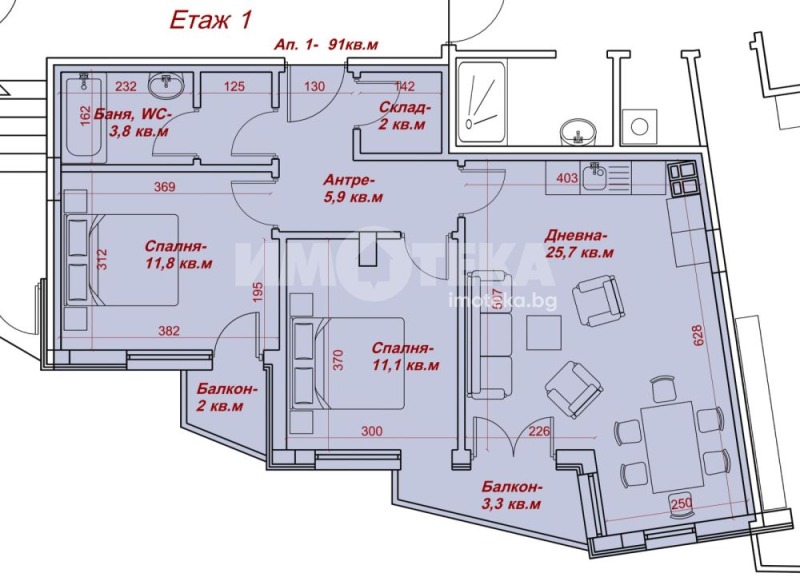 Продава ОФИС в град Варна, Операта - 91 кв.м / 207 000 € » 404 856.81 лв., ИМОТЕКА