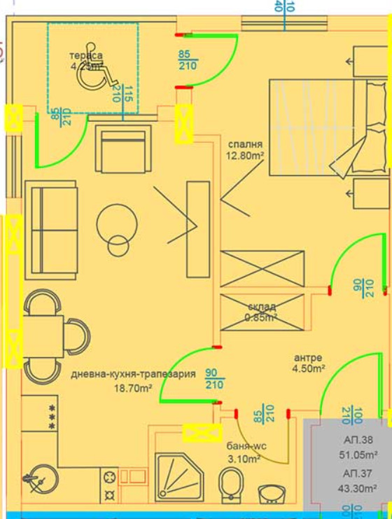 En venta  1 dormitorio Burgas , Meden rudnik - zona D , 60 metros cuadrados | 31712395 - imagen [3]