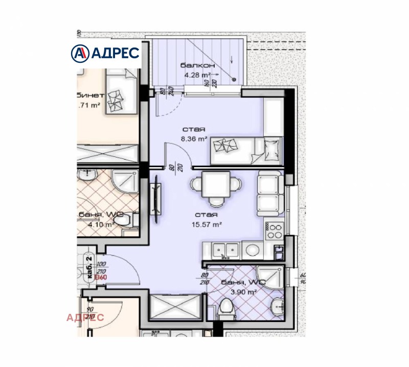Продаја  1 спаваћа соба Варна , Владислав Варненчик 1 , 50 м2 | 36963448 - слика [3]