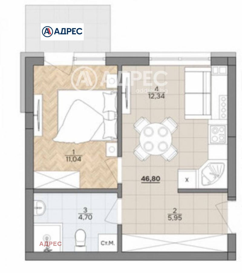 На продаж  1 спальня Варна , к.к. Чайка , 47 кв.м | 92284400 - зображення [8]