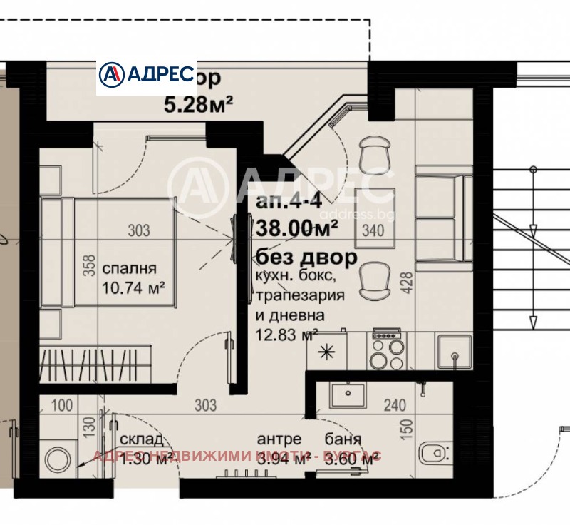 Myytävänä  1 makuuhuone Burgas , Izgrev , 43 neliömetriä | 68594019 - kuva [5]