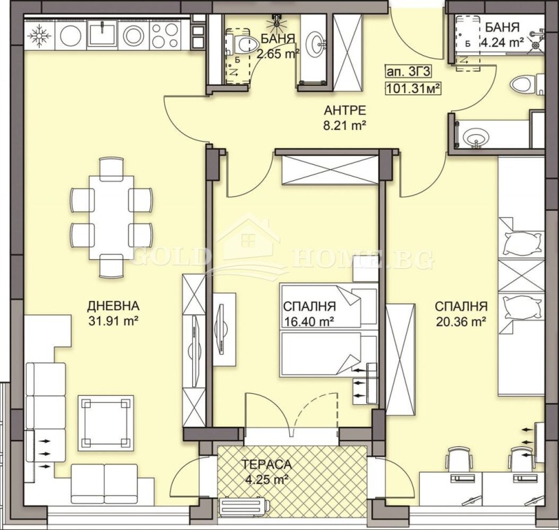 Продава 3-СТАЕН, гр. Пловдив, Гагарин, снимка 9 - Aпартаменти - 47765604