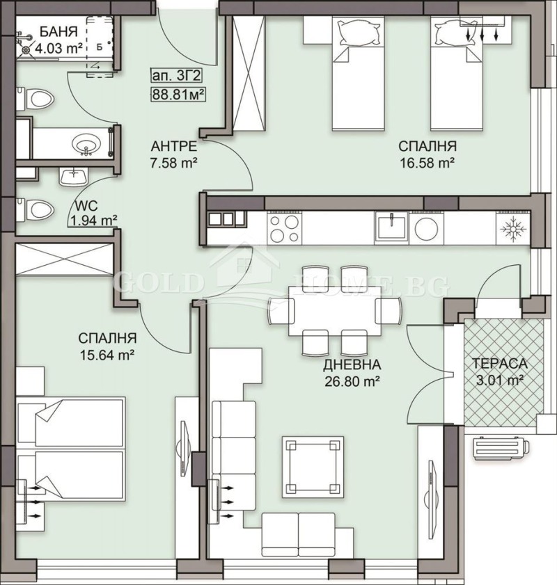 In vendita  2 camere da letto Plovdiv , Gagarin , 98 mq | 86429661 - Immagine [5]