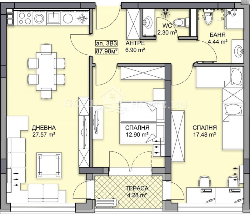 In vendita  2 camere da letto Plovdiv , Gagarin , 98 mq | 86429661 - Immagine [7]