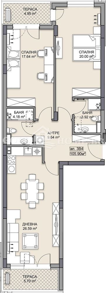 De vânzare  2 dormitoare Plovdiv , Gagarin , 98 mp | 86429661 - imagine [8]