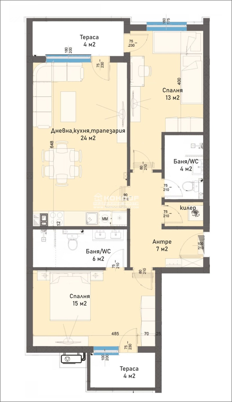 In vendita  2 camere da letto Plovdiv , Karshiiaka , 108 mq | 28401301 - Immagine [2]