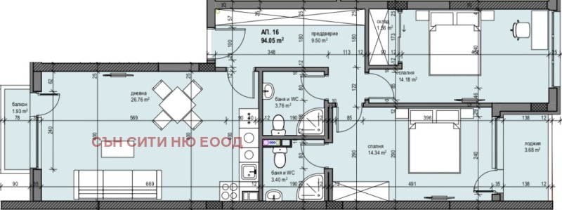 Продава 3-СТАЕН в град София, Зона Б-19 - 113 кв.м / 338 370 € » 661 794.20 лв., СЪН СИТИ НЮ ЕООД