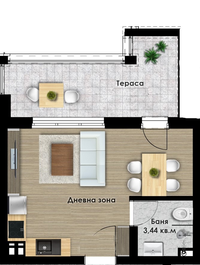 For Sale  Studio Plovdiv , Yuzhen , 51 sq.m | 77694817 - image [3]