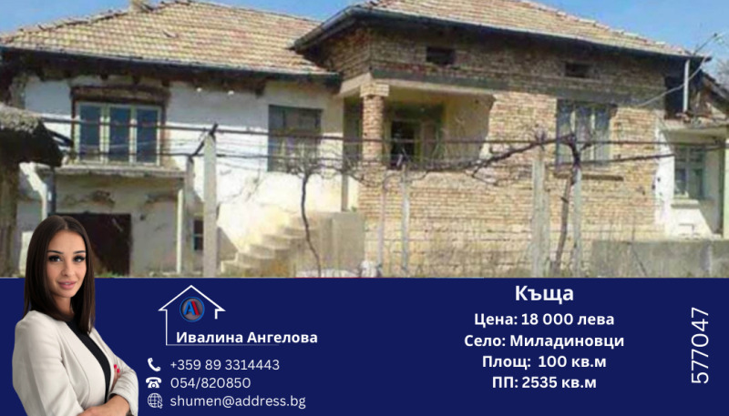 Продава  Къща област Търговище , с. Миладиновци , 100 кв.м | 86774089