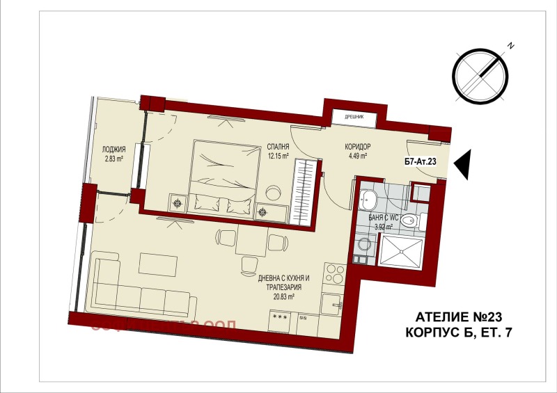 Продава 2-СТАЕН, гр. София, Зона Б-5