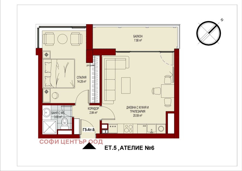 Til salgs  1 soverom Sofia , Zona B-5 , 68 kvm | 67390714