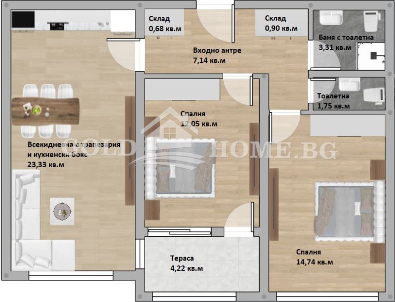 Продава 3-СТАЕН, гр. Пловдив, Христо Смирненски, снимка 2 - Апартаменти - 53317184
