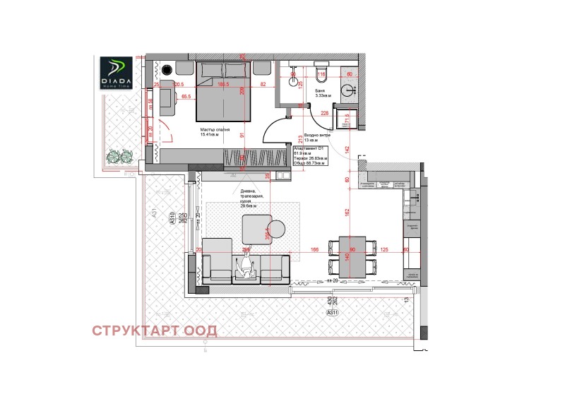 Myytävänä  1 makuuhuone Sofia , Manastirski livadi , 99 neliömetriä | 52324196