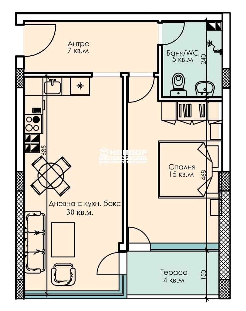 De vânzare  1 dormitor Plovdiv , Țentâr , 69 mp | 39090161 - imagine [10]