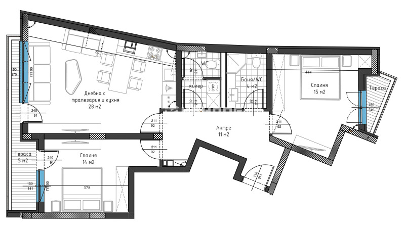 Te koop  2 slaapkamers Plovdiv , Tsentar , 115 m² | 51268081 - afbeelding [2]