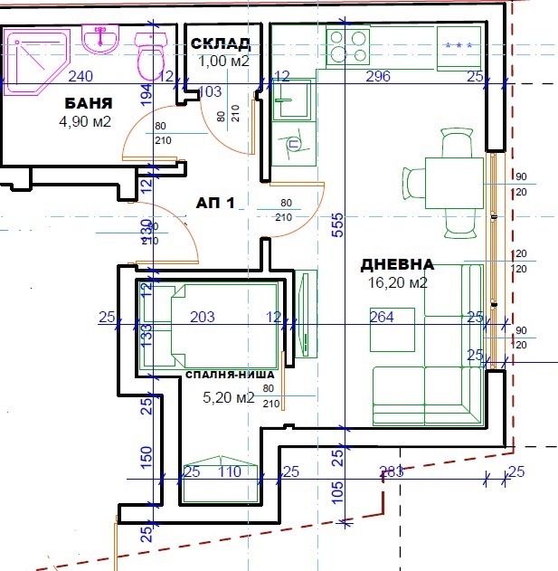 Myytävänä  Studio Pleven , Idealen tsentar , 40 neliömetriä | 76565758