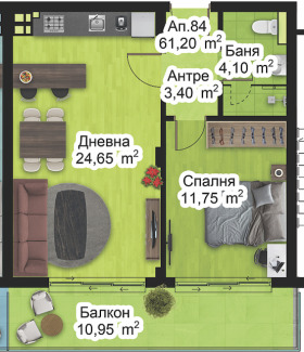 1 makuuhuone Peštersko šose, Plovdiv