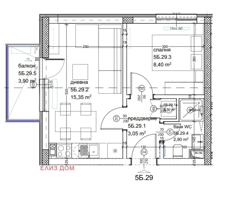 Na prodej  1 ložnice Varna , Kajsieva gradina , 48 m2 | 95815636 - obraz [2]