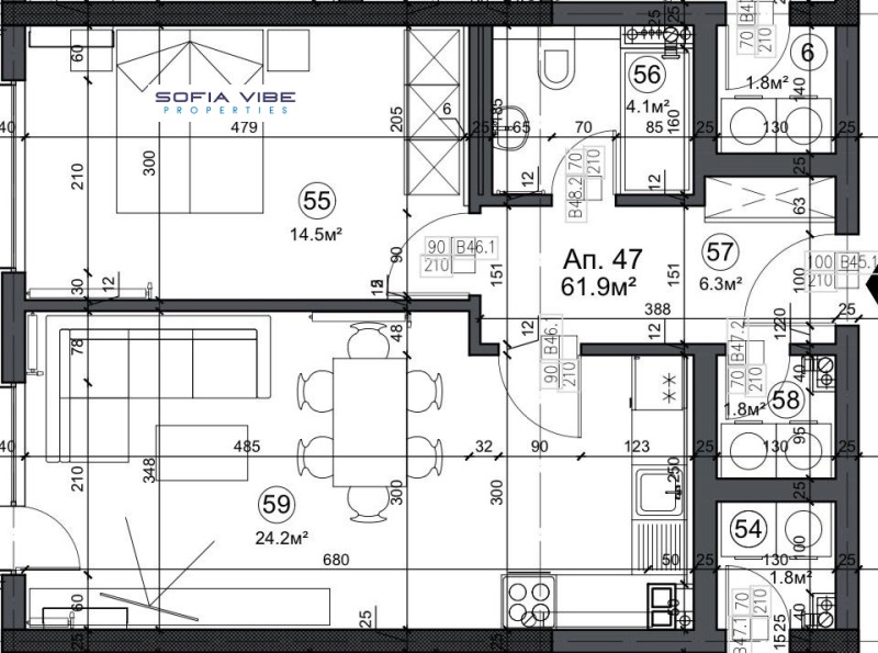 Satılık  1 yatak odası Sofia , Slaviya , 75 metrekare | 72879526 - görüntü [8]