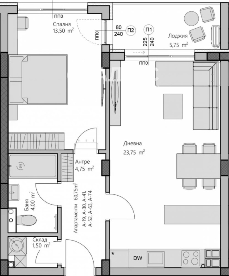 Продаја  1 спаваћа соба Пловдив , Христо Смирненски , 72 м2 | 24019097