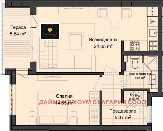 Продается  1 спальня Пловдив , Гагарин , 79 кв.м | 80831409 - изображение [2]