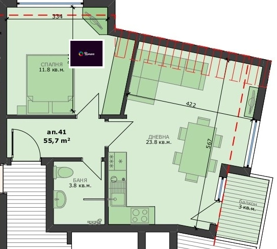 Eladó  1 hálószoba Varna , Pogrebi , 66 négyzetméter | 39345777