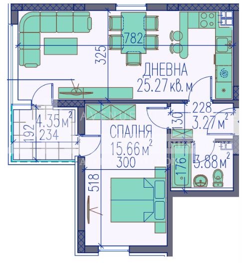 Eladó  1 hálószoba Plovdiv , Trakija , 76 négyzetméter | 26639545 - kép [2]