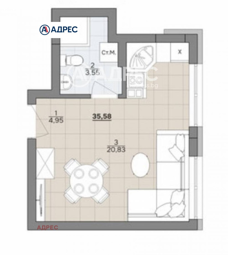 Te koop  Studio Varna , k.k. Tsjajka , 45 m² | 34416821 - afbeelding [8]