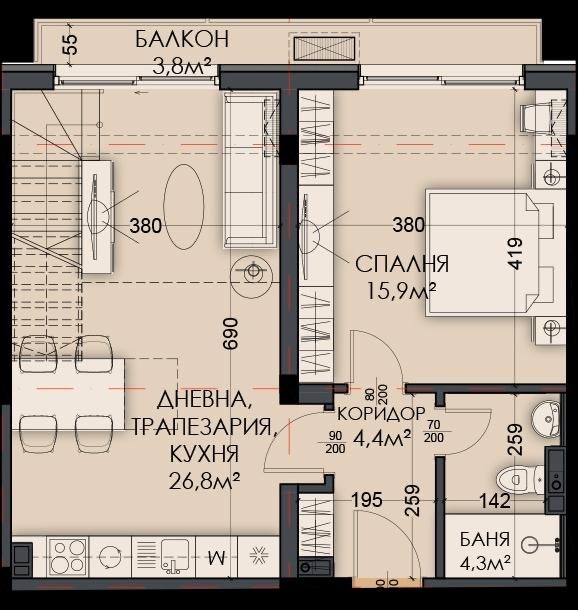 Продава МЕЗОНЕТ, гр. Варна, Виница, снимка 2 - Апартаменти - 56516168