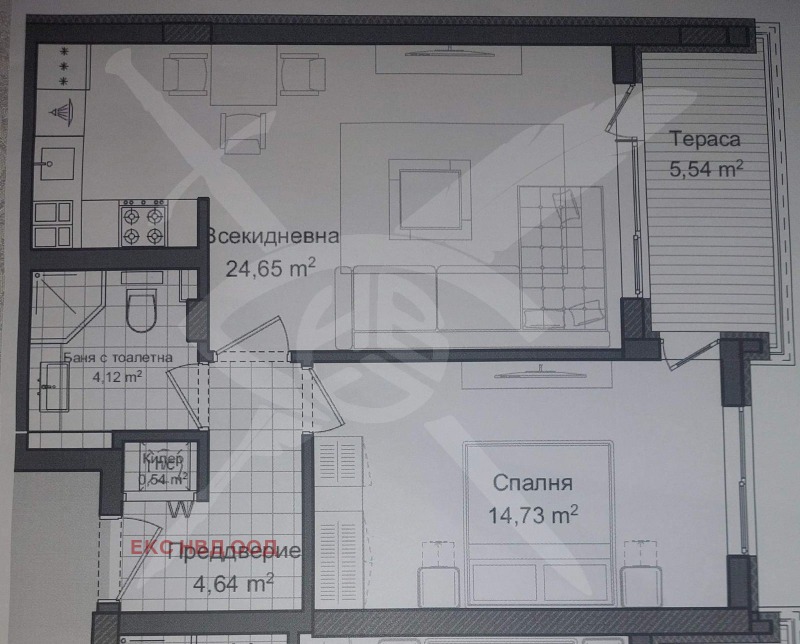 For Sale  1 bedroom Plovdiv , Gagarin , 77 sq.m | 95573925