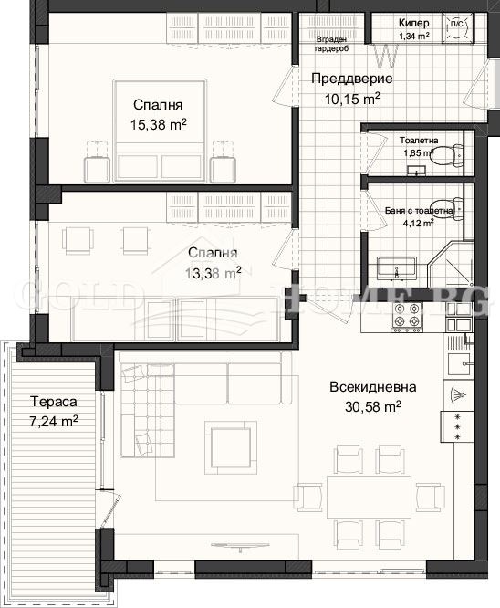 Til salg  2 soveværelser Plovdiv , Gagarin , 92 kvm | 47809817 - billede [5]