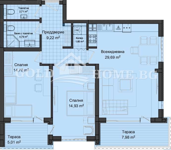 Til salg  2 soveværelser Plovdiv , Gagarin , 92 kvm | 47809817 - billede [6]