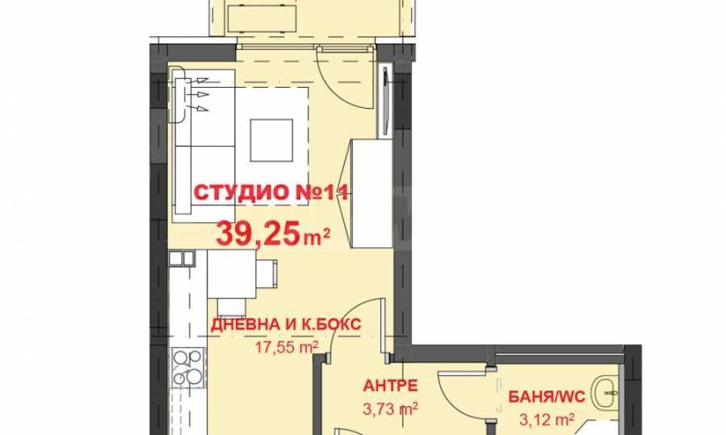 À vendre  Studio Bourgas , Izgrev , 39 m² | 87213384 - image [2]