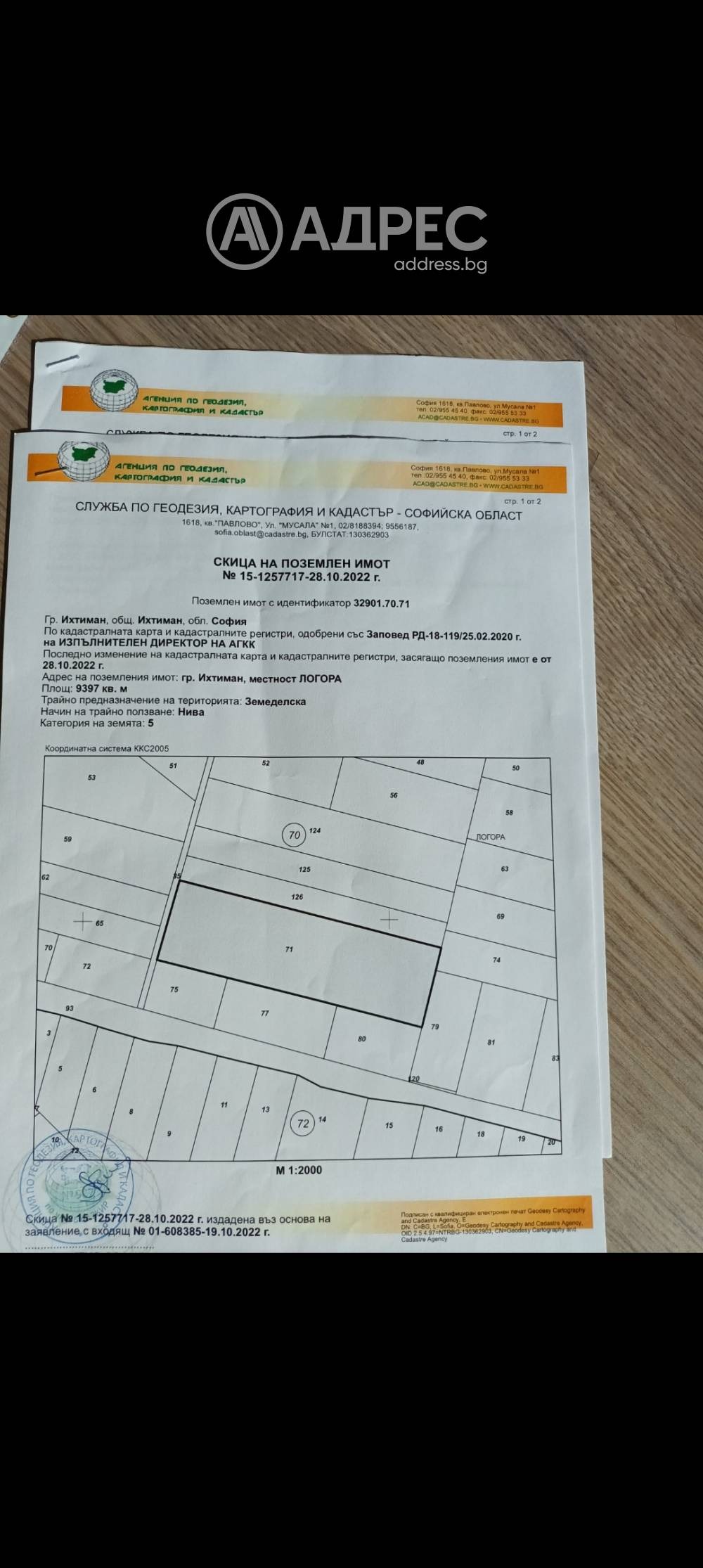 Продава ЗЕМЕДЕЛСКА ЗЕМЯ, гр. Ихтиман, област София област, снимка 2 - Земеделска земя - 46962789
